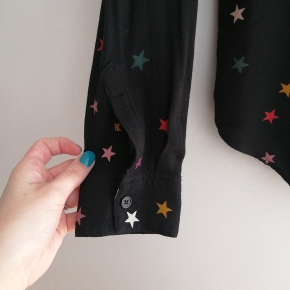Rails Rocsi Rayon Button Up in Black Onyx With Rainbow Stars Size XS - Picture 10 of 16